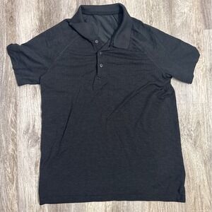Lululemon Metal Vent Tech Polo Shirt Mens Size Medium Black Short Sleeve